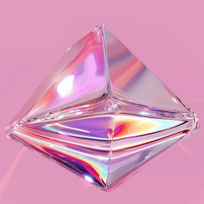 Glass Pyramid on Pink Background