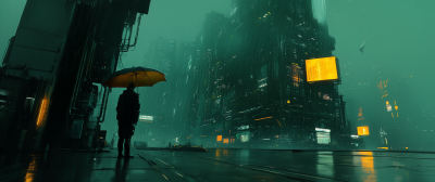 Cyberpunk Rainy Cityscape