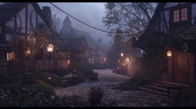 Medieval Countryside Village at Night