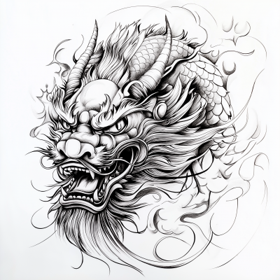 Chinese Dragon Face Illustration