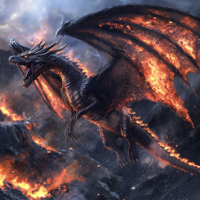 Black Fantasy Fire Dragon