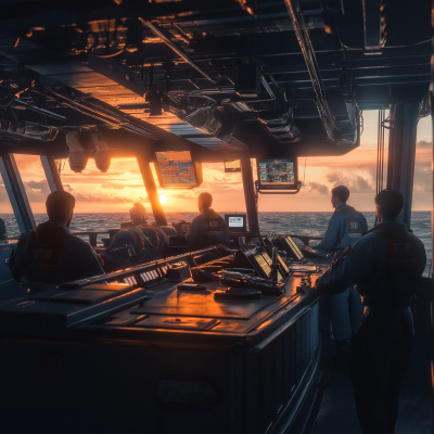 Navy Ship Interior at Golden Hour