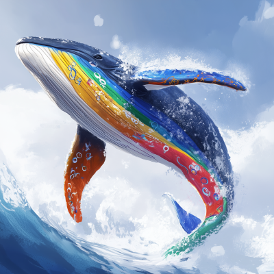 Whale with Olympic Colors