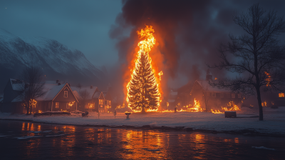 Burning Christmas Tree