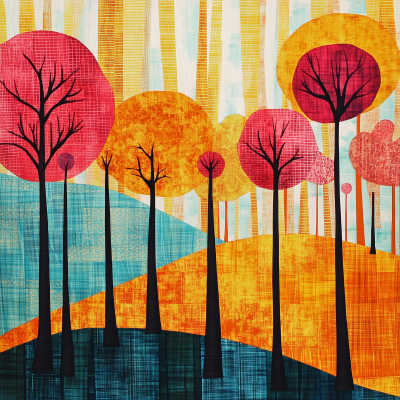 Colorful Forest Fabric