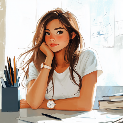 Professional and cute girl illustration