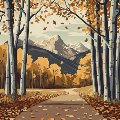 Autumn in the Rockies Illustrated Poster