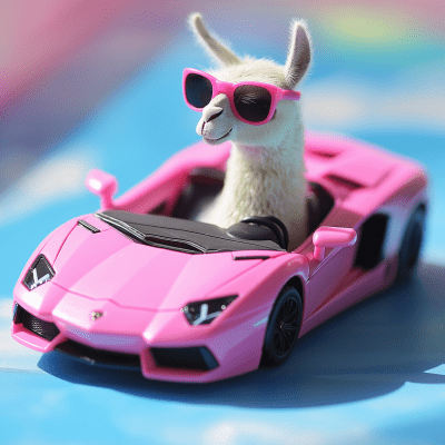 Llama Driving Toy Lamborghini