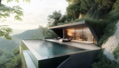 Ground Supported Pool and Hillside Landscape