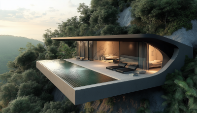 Villa on Terraced Hillside with Pool