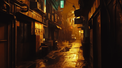 Golden and Black Cyberpunk City