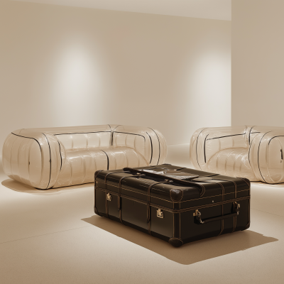 Minimalistic Empty Space with Inflatable Furniture