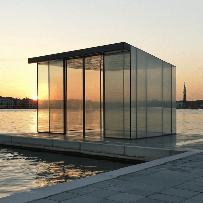 Glass Pavilion at Sunset