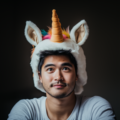 Man with Unicorn Headgear