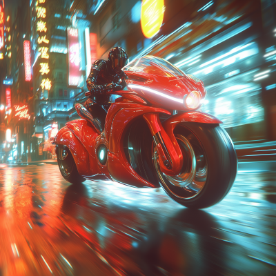 Urban Cyberpunk Motorcycle Scene