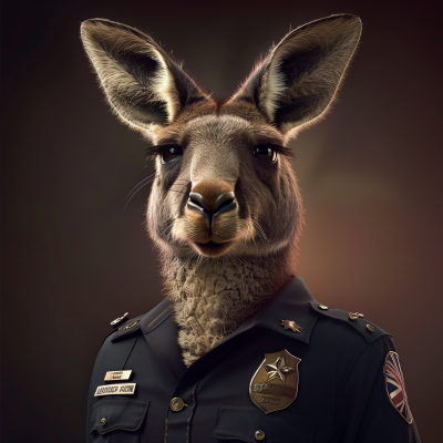 Kangaroo in Australian Police Uniform