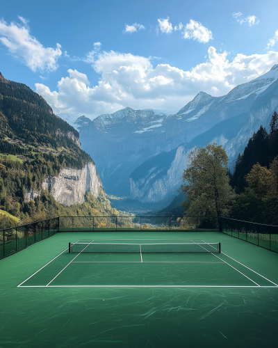 Tennis Court in Lauterbrunnen Valley