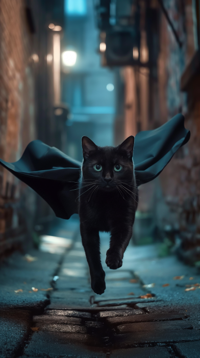 Mysterious Flying Cat in Alleyway