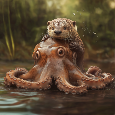 Happy Otter and Octopus