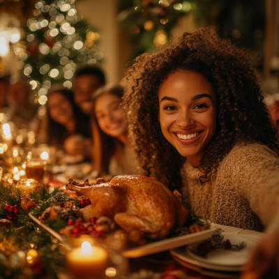 Family Christmas Table Selfie