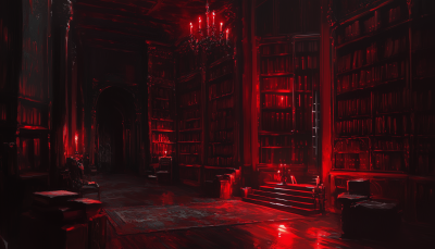 Dark and Candlelit Library