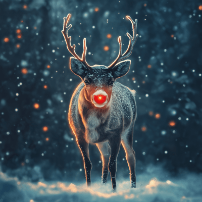 Magical Reindeer with Glowing Nose