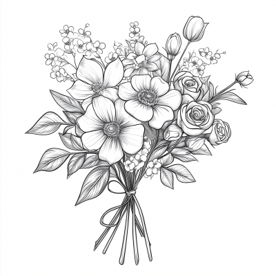 Floral Bouquet Outline