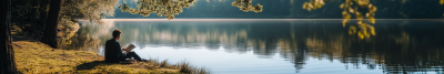 Tranquil Lake Shore Reading