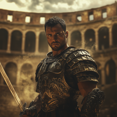 Stoic Warrior in Ancient Arena