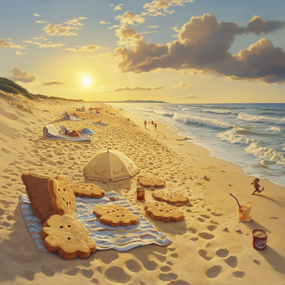 Anthropomorphic Cookies on a Summer Beach