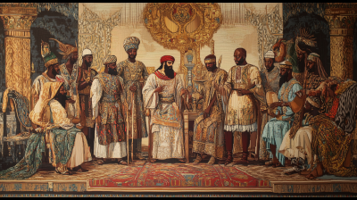 Medieval Arab and African King Assembly Tapestry