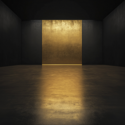 Empty Black Studio with Seamless Gold