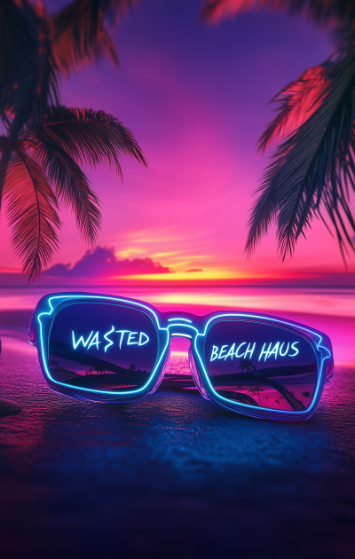 Neon Beach Themed Modern Logo