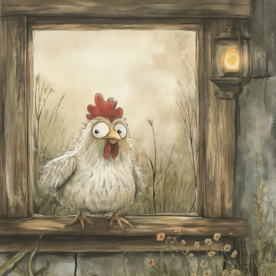 Whimsical Chicken in Watercolor