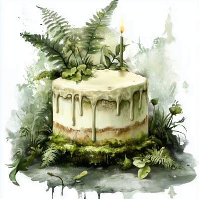 Aquarell Birthday Cake in Rainforest