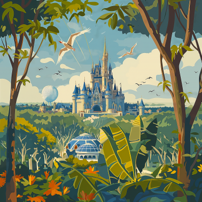 Magical Disney Theme Park Landscape