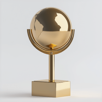 Contemporary Gold Trophy with Flat Globe