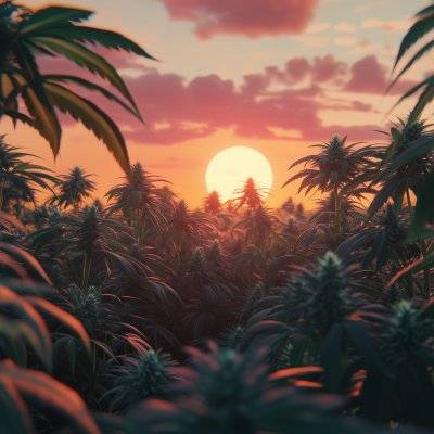 Cyber Miami Sunset Cannabis Farm