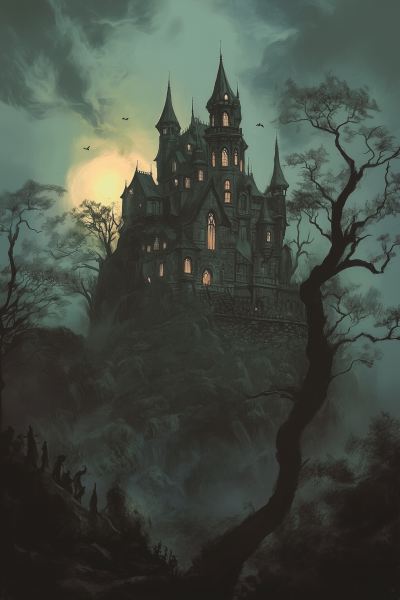 Whimsical Spooky Castle Illustration