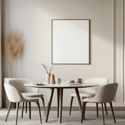 Modern Dining Room with Empty Picture Frame