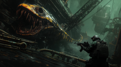 Marine on Scorched Ship Deck