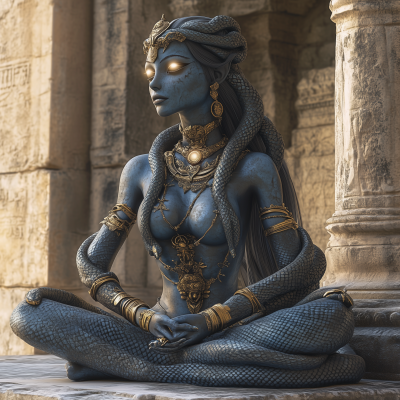 Detailed Mythical Snake Statue