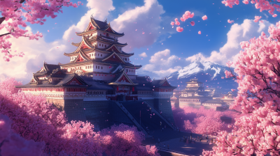 Himji Castle with Cherry Blossoms