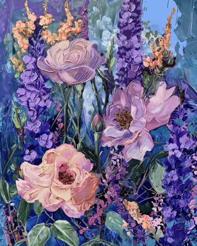Art Deco Abstract Flower Painting