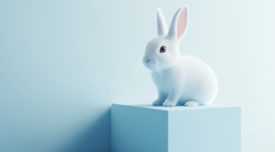 Happy Rabbit on Blue Box