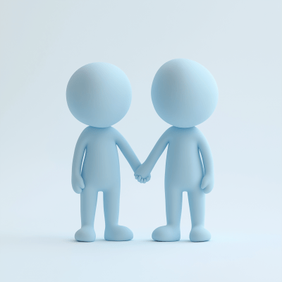 Active Poses Holding Hands in Blue Toycore Minimalist 3D Render