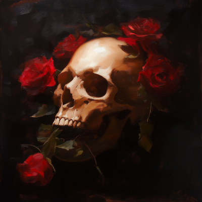 Skull and Red Roses