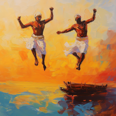 Kerala Kalarippayattu Oil Painting