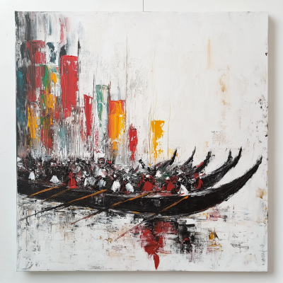 Kerala Vallam Kali Boat Race Abstract Painting