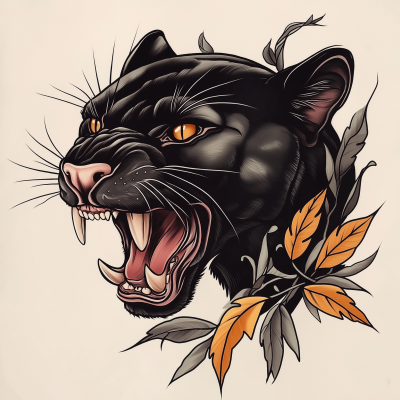 Black Panther Fletching Teeth Illustration